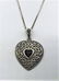 .925 Sterling Silver Necklace Heart Pendant Garnet Ctr.