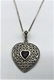 .925 Sterling Silver Necklace Heart Pendant Garnet Ctr. - 3