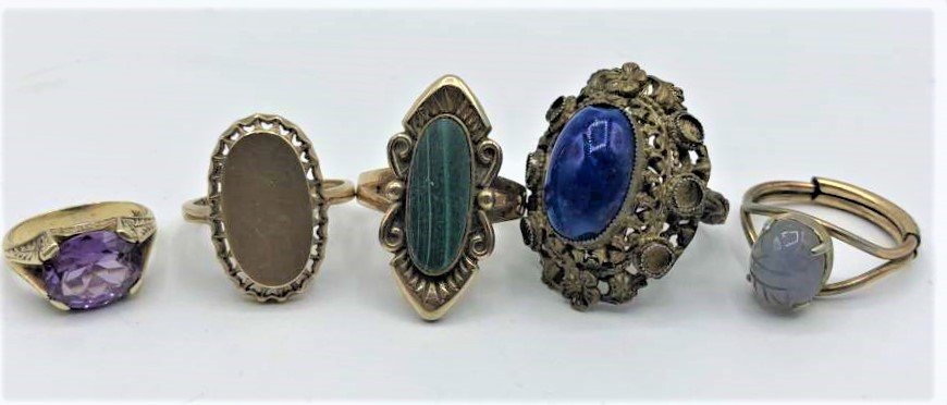 [5] Five Assorted Antique Rings, 2 are 10 K Gold (1 of 6)