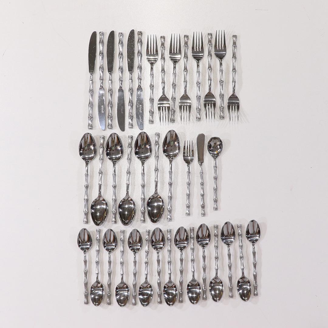 Bamboo Handles Silver Plate Flatware Service for 8 (1 of 5)