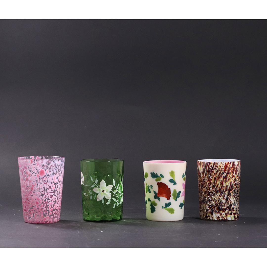 [4] Four Assorted Art Glass Tumblers Various Colors (1 of 10)