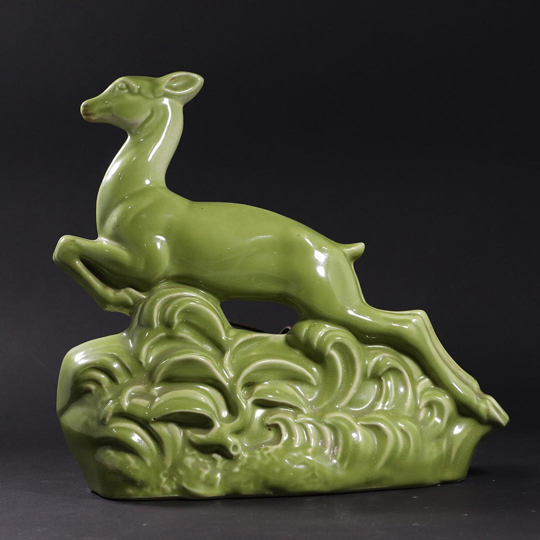 1950s Glazed Ceramic TV Nightlight - Leaping Deer (1 of 6)