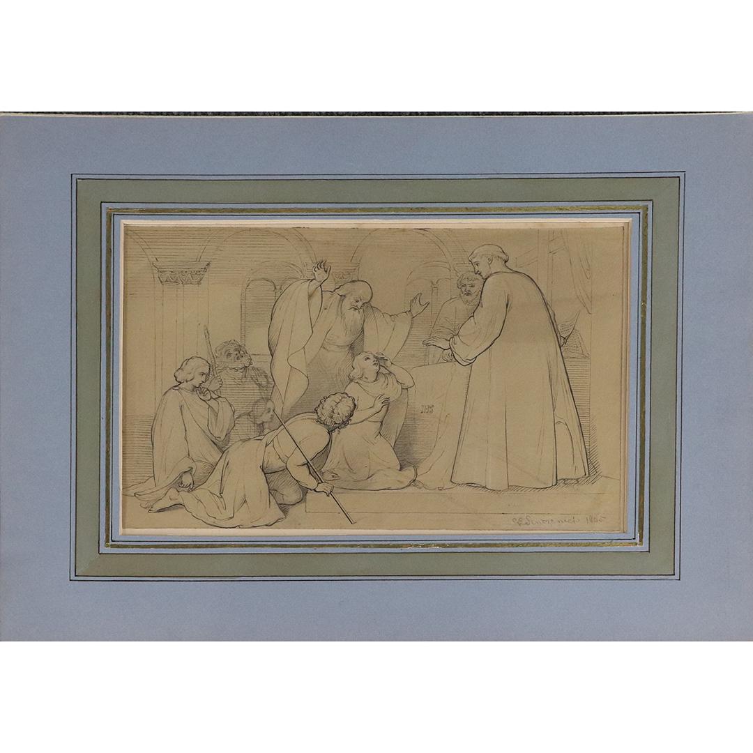 G E Sintzenich 1845 Ink Drawing Looking Upward (1 of 7)