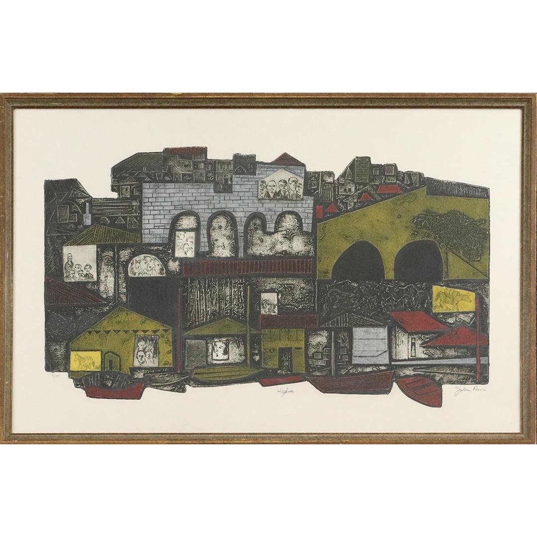 John Ross, Lithograph #15/75 Modernism Village "Hydra" (1 of 9)