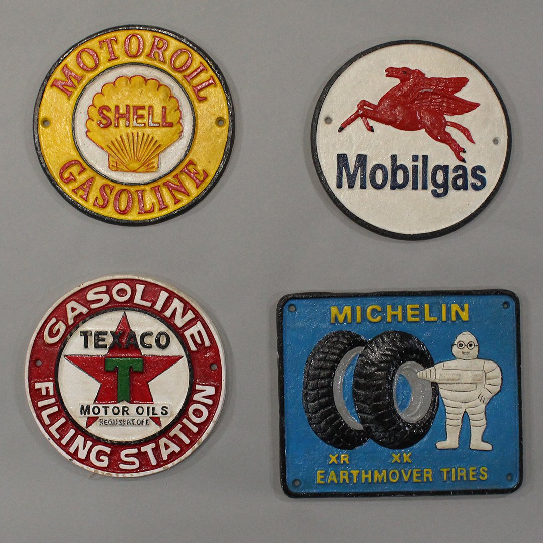 [5] Five Assorted Cast Metal Petroleum Signs (1 of 7)