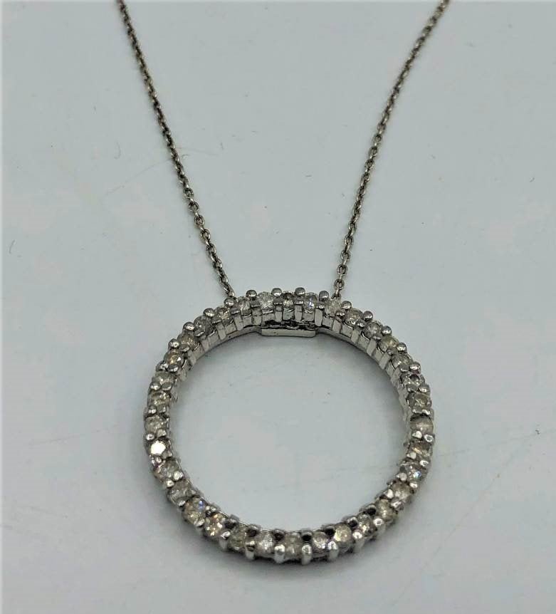 STERLING SILVER DIAMONDS PENDANT AND CHAIN (1 of 5)