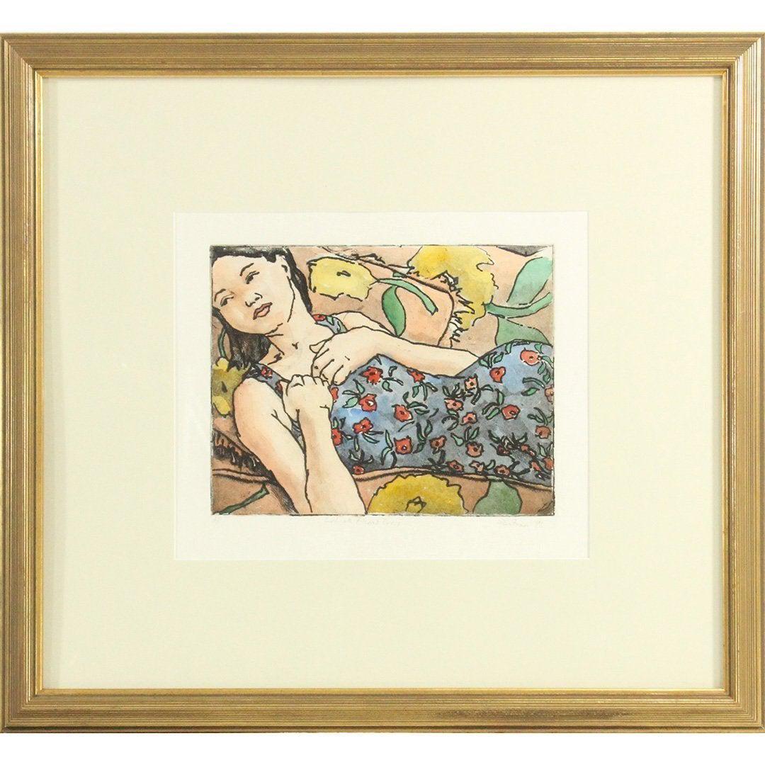 Alan Brown 1996 Girl with flowers dress Colored Print (1 of 6)