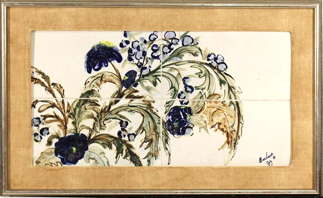 Framed Tiles With Hand Painted Floral , Artist Signed. (1 of 6)