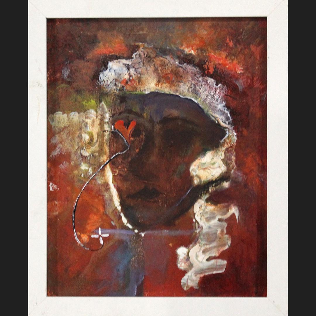 Face of Peace, 20th C. Abstract Portrait Oil Painting (1 of 6)