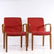 Pair KNOLL International Red Bent Wood Arm Chairs 1970s