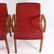 Pair KNOLL International Red Bent Wood Arm Chairs 1970s - 2