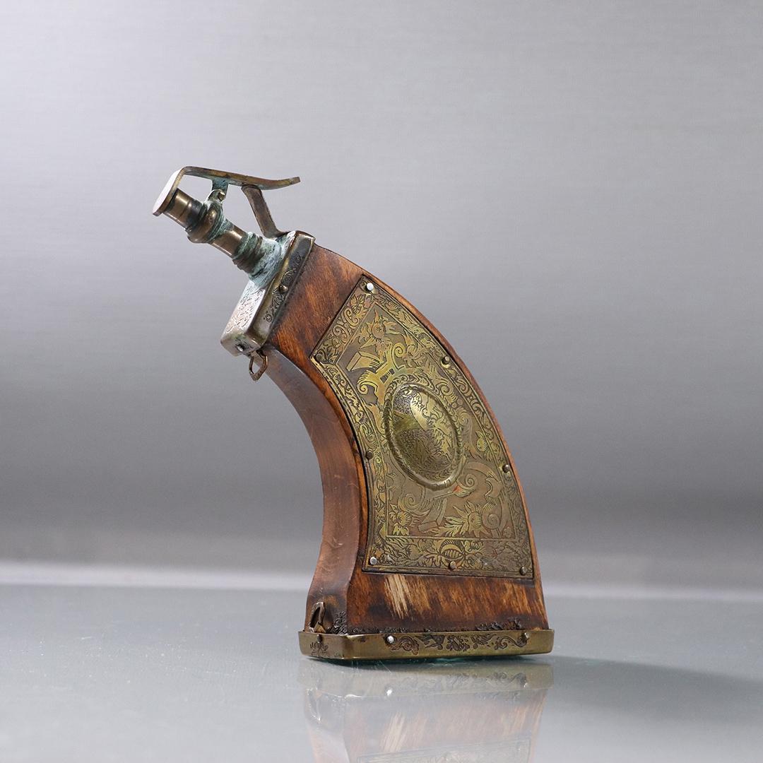 Unique Russian Pistol Grip Table Top Lighter Brass Wood: Unique Russian Pistol Grip Table Top Lighter Brass Wood. size: 6.75h x 3.5w base