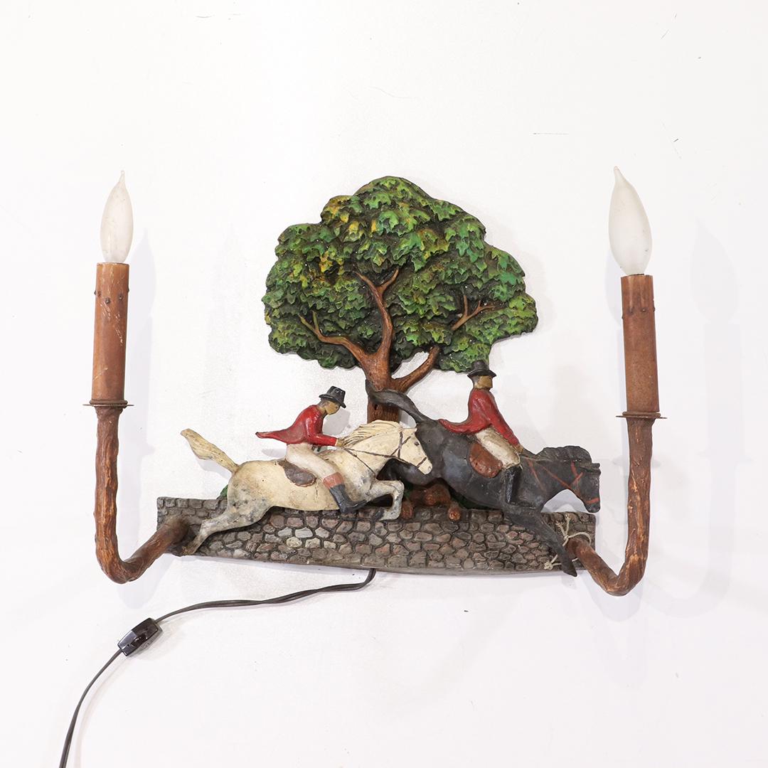Bill Huebbe, English Hunt Scene 2 Light Wall Sconce (1 of 6)