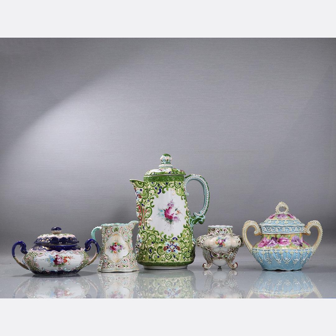 [5] Five Assorted Moriage Porcelain (1 of 10)