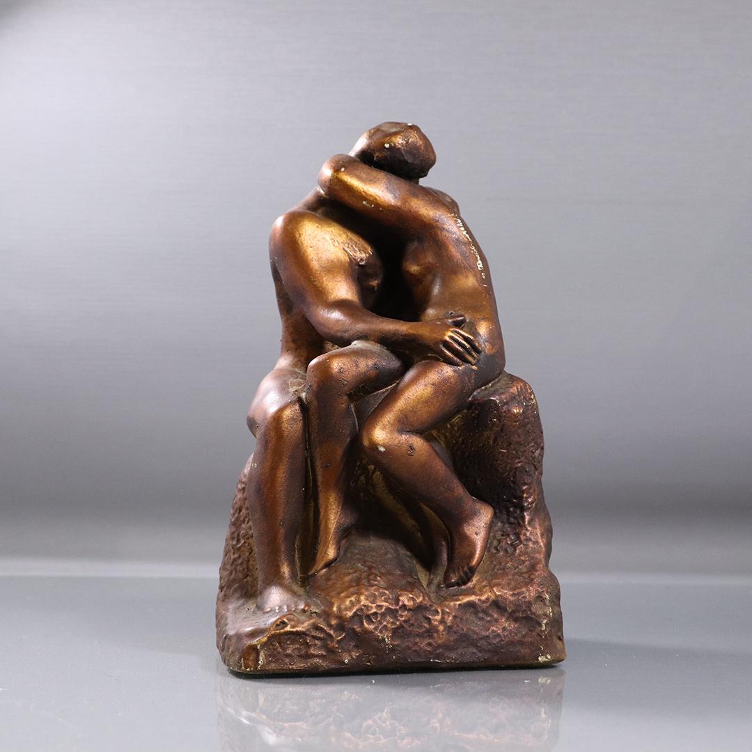 Vintage Embracing Lovers Sculpture in Bronzed Finish (1 of 6)