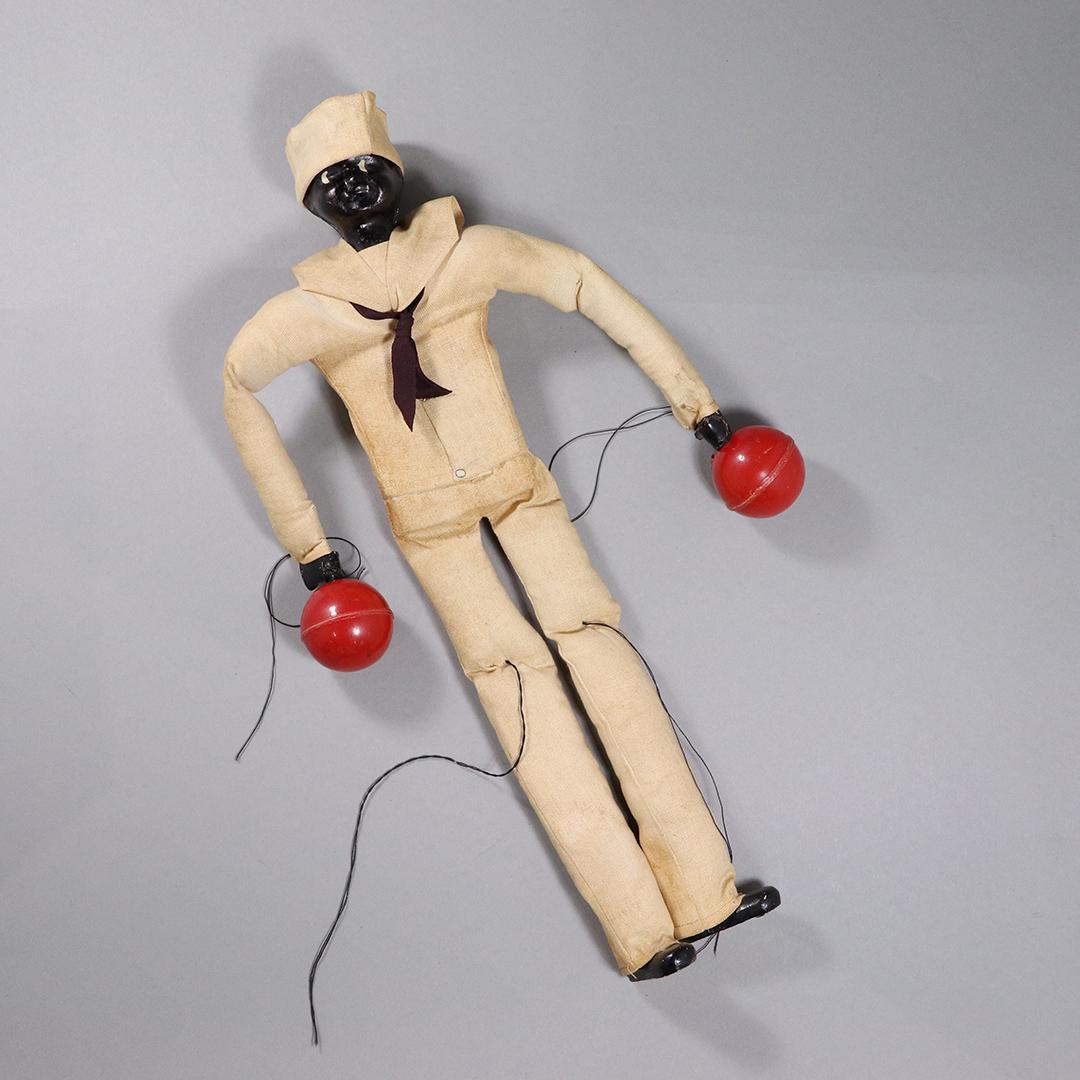 African American Sailor Doll Holding 2 Red Bouys (1 of 6)
