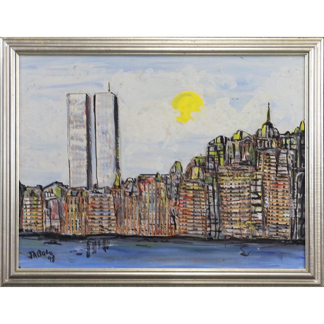 Jacob 98, Oil Painting New York Skyline with Twin Tower (1 of 6)