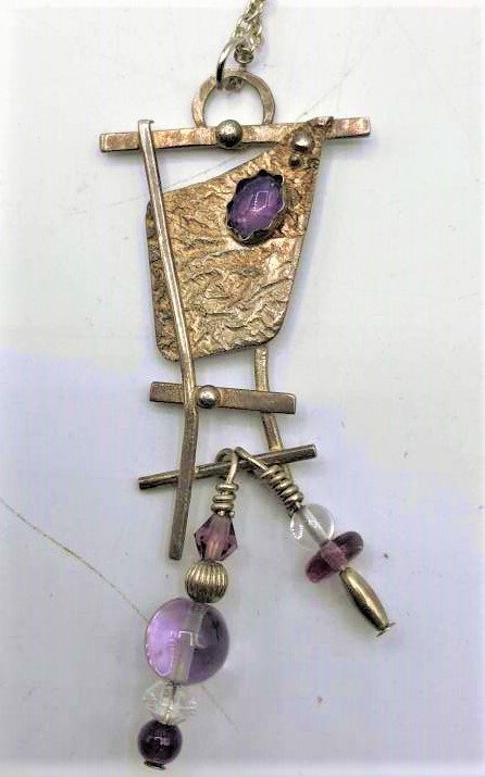 Sterling Silver Mid-Century Abstract Pendant Necklace (1 of 5)