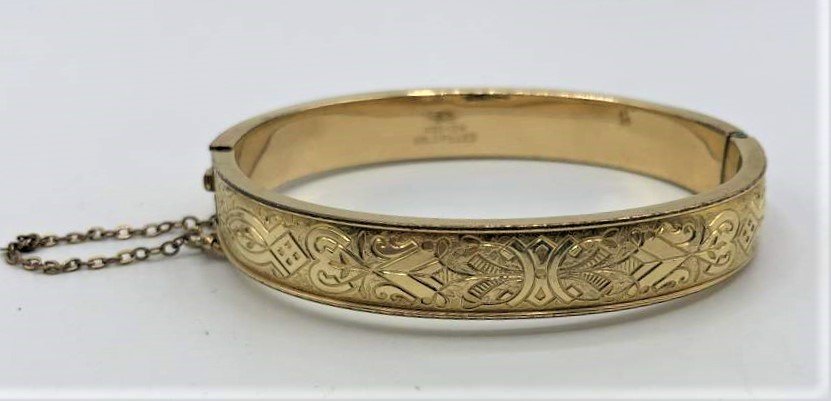 Yellow Gold Filled Bracelet Elaborate Incised Decorated (1 of 6)