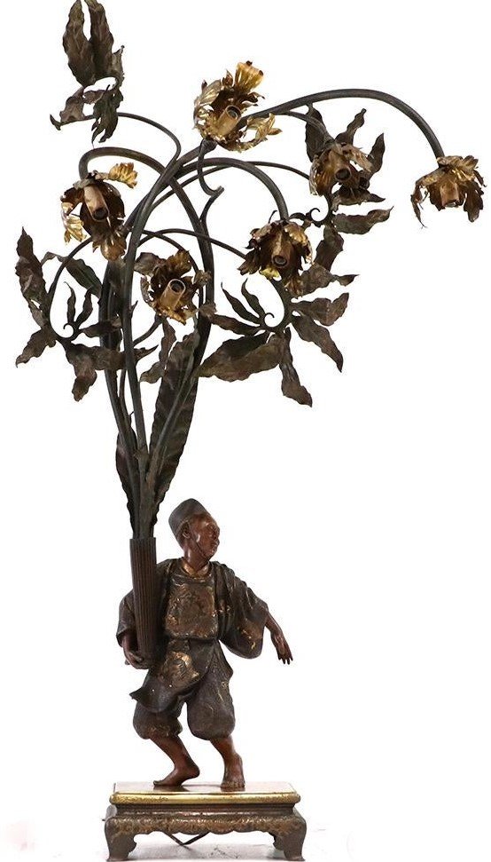 Signed Antique Bronze Japanese Samurai Figure Lamp (1 of 17)