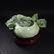 Chinese Green Jade Carved Sculpture Fish Bowl Teak Base - 2