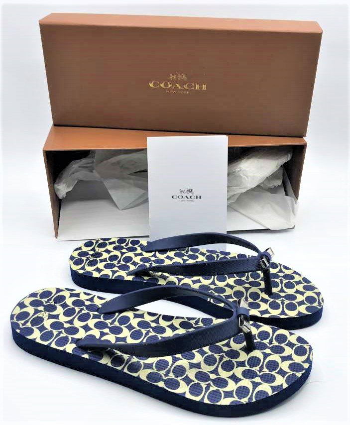 COACH Blue Flip Flops Size 7-8, New in Box, Never Used (1 of 8)