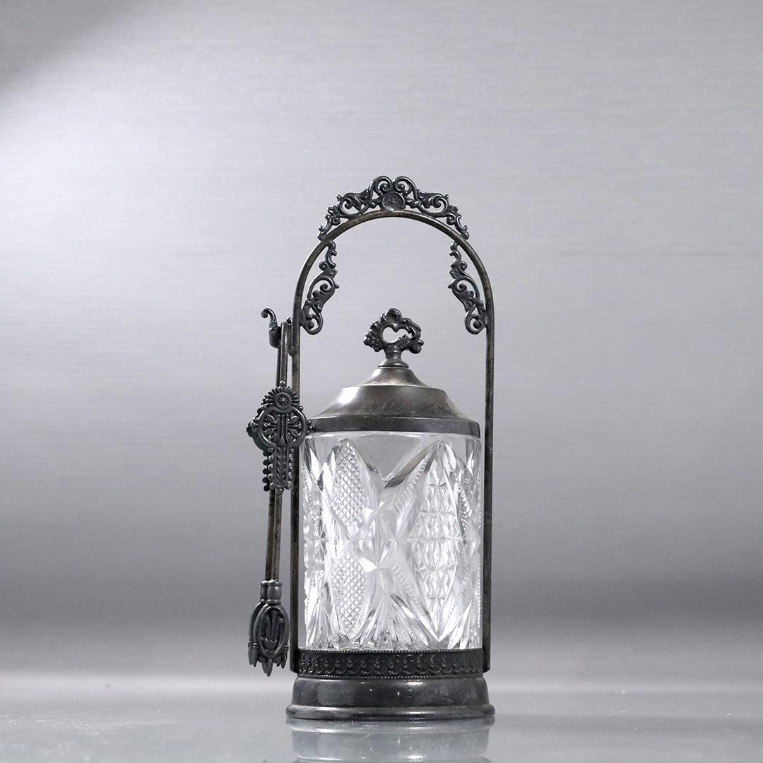 Victorian Silver Plate Heavy Pressed Glass Pickle Jar (1 of 8)