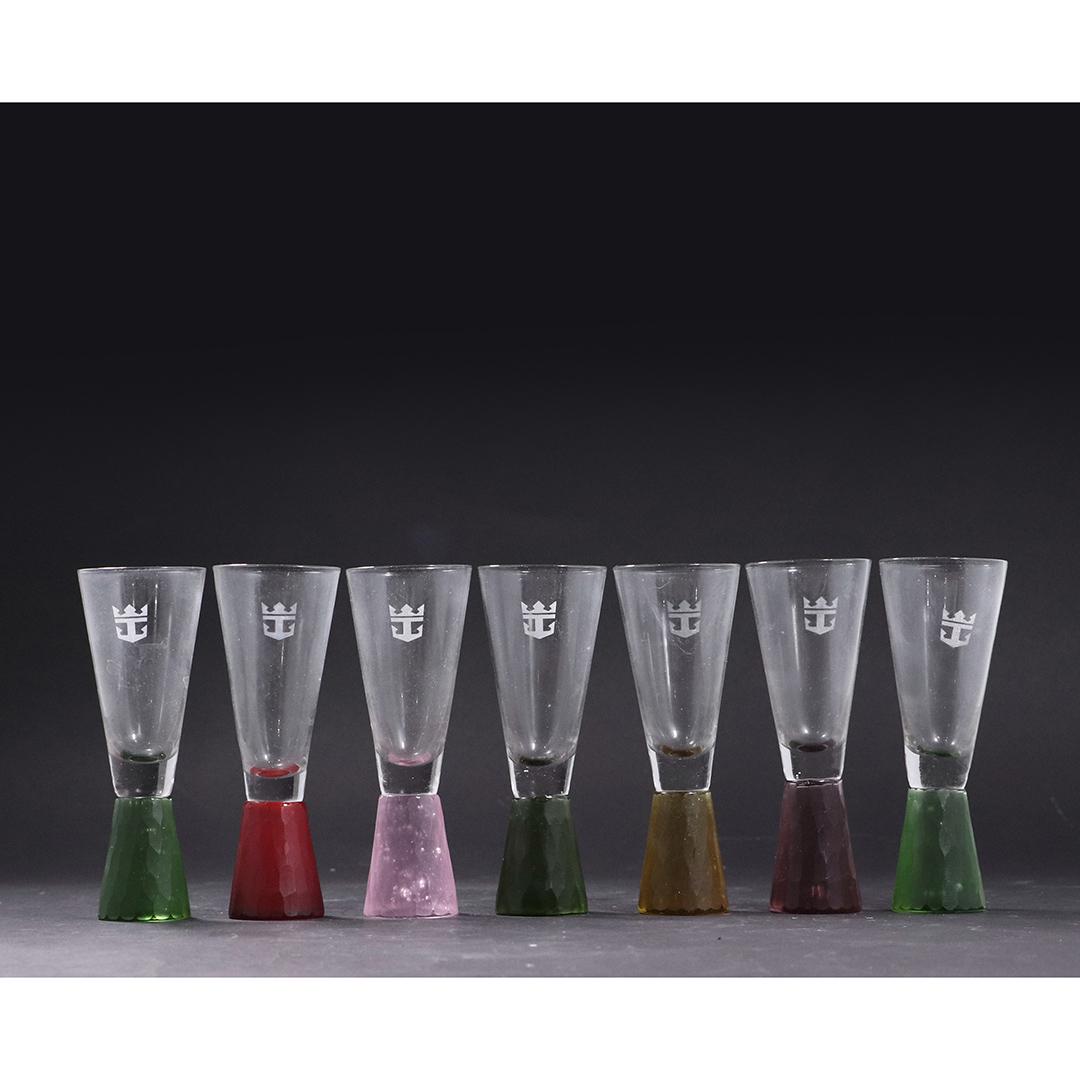 [7] Multi Color Weighted Base Liquor Shot Glasses: [7] Multi Color Weighted Base Liquor Shot Glasses. size: 5.25h x 2w
