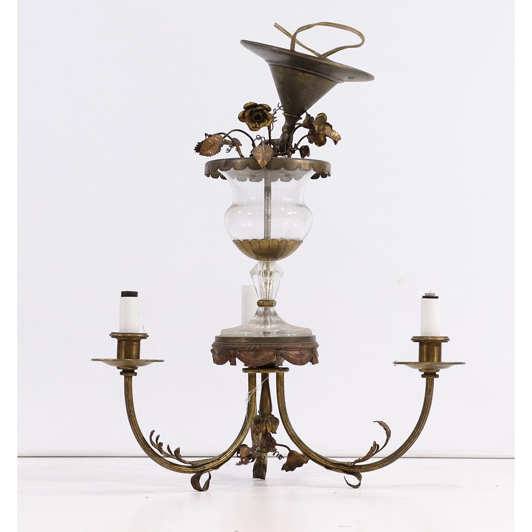 Vintage French Empire Bronze & Crystal 3-Light Fixture (1 of 7)