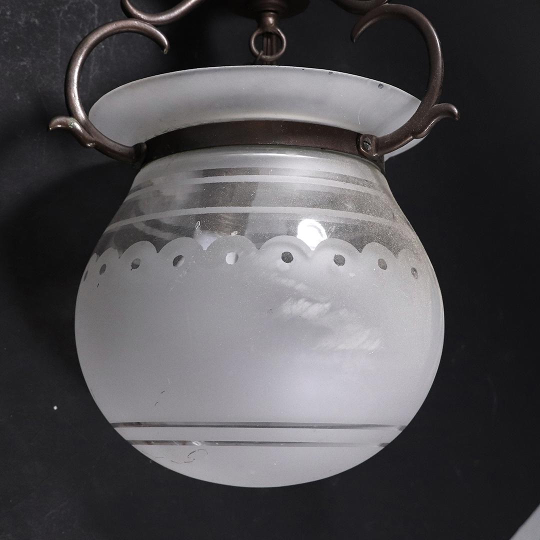 Victorian Bubble Drop Glass Shade Hanging Hall Fixture: Victorian Bubble Drop Glass Shade Hanging Hall Fixture. Satin Etched Glass Shade, original hardware. size: 15h x 8w