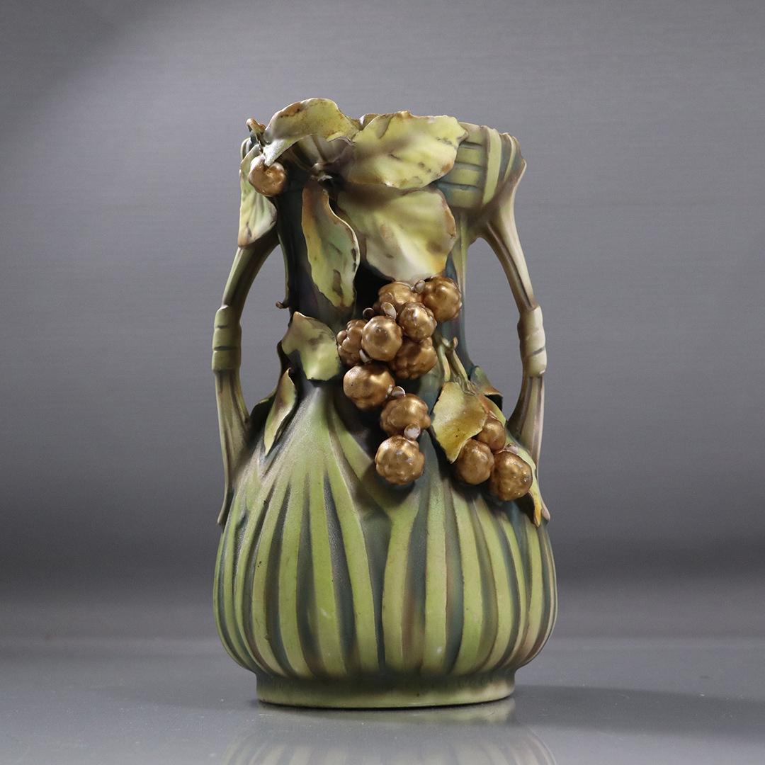 Robert Hanke Austria Art Pottery Vase Cluster Grapes (1 of 9)