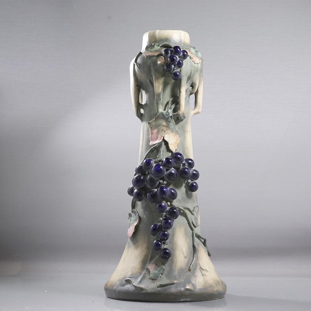 Amphora Edda Art Pottery Vase Clusters Blue Grapes (1 of 7)