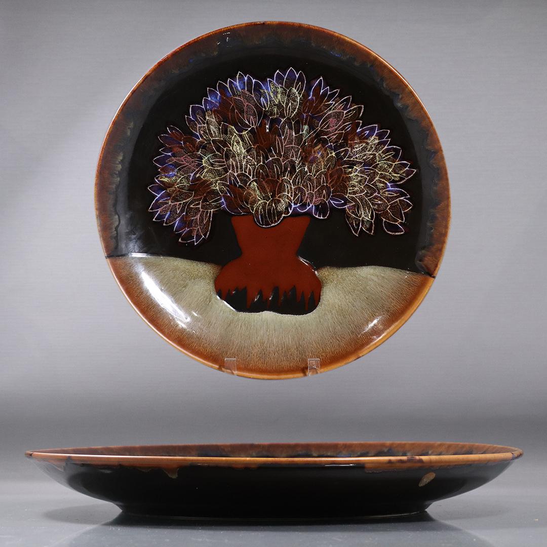 Studio Art Pottery Charger Flowers Arrangement in Vase (1 of 5)