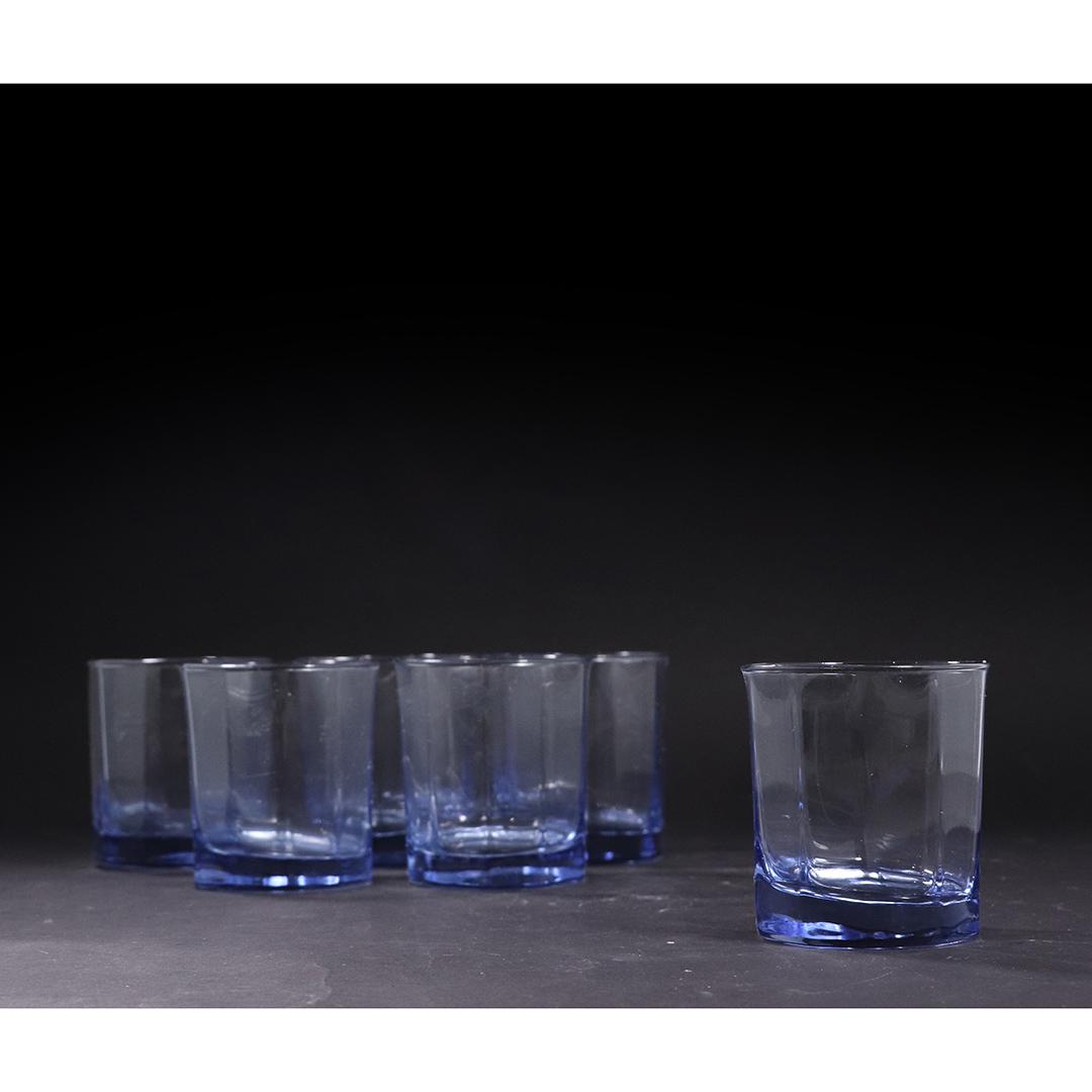 [6] Anchor Hocking Ice Blue Faceted Drinking Glasses (1 of 6)