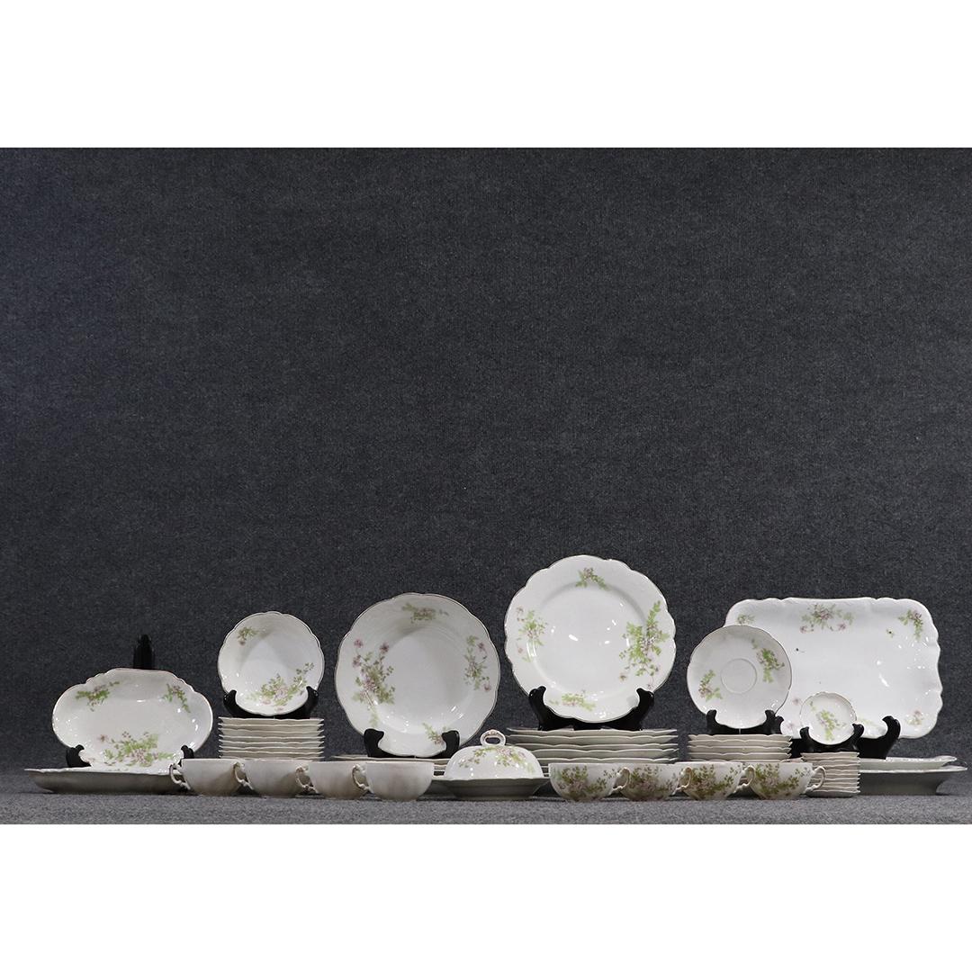 60 Pcs Antique Austria Porcelain Dinnerware Pink Floral (1 of 17)