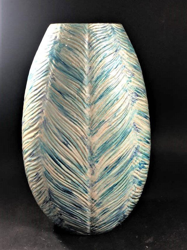 Modern Design Silver & Blue Cast Aluminum Vase (1 of 6)