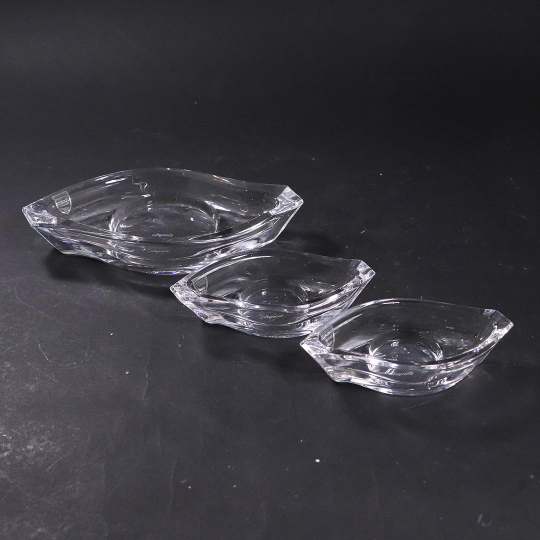 [3] Signed ORREFORS Crystal Boat Candle Holder Dishes (1 of 6)