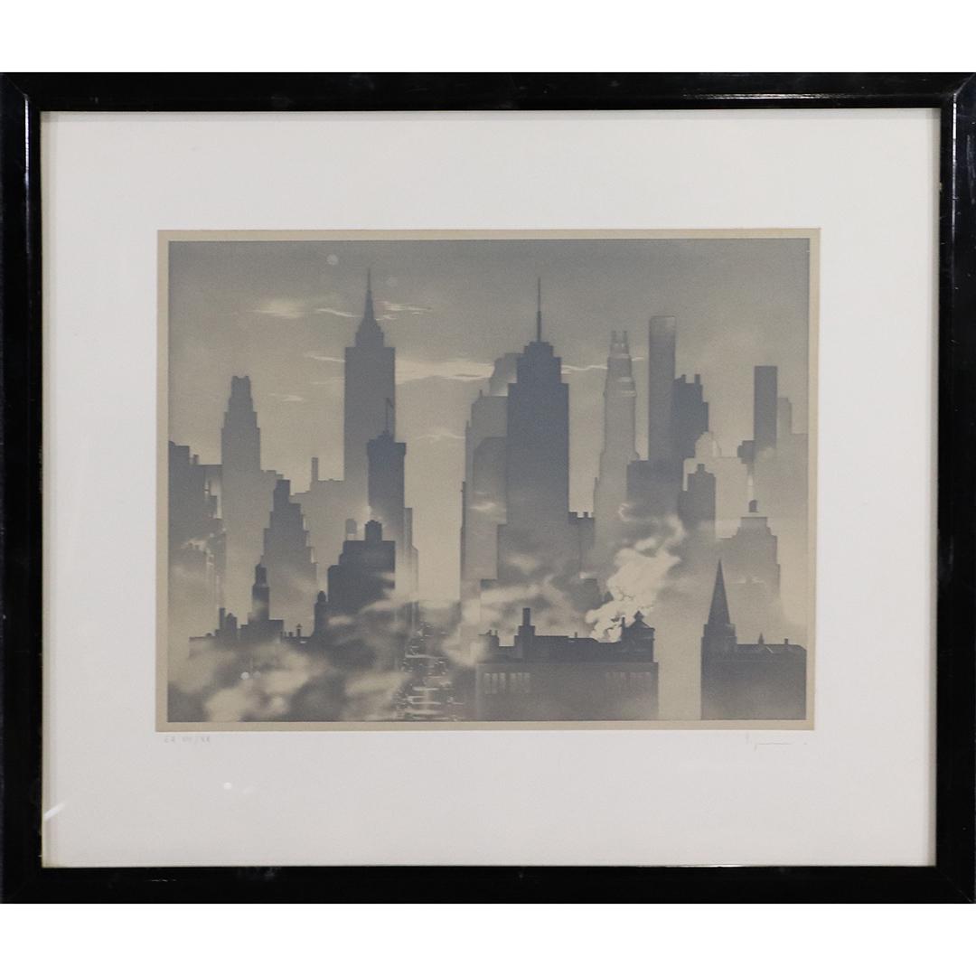 Vintage Black White New York City Skyline Print Signed (1 of 7)