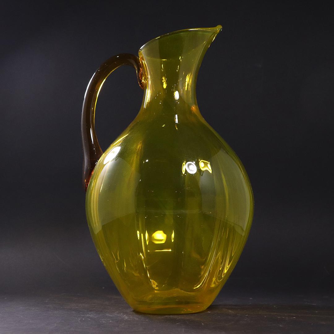 Blenko Vaseline Glass Pitcher Circa 1955-1958 (1 of 6)