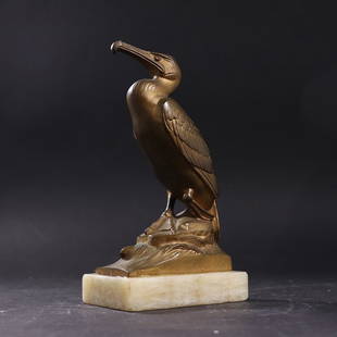 M Frecourt, Signed Bronze Heron Bird Sculpture 19th C.: M Frecourt, Signed Bronze Heron Bird Sculpture 19th C., mounted on a marble base. Antique. size: 7.5h x 4L ; Well listed Artist: ASKart: Maurice Frecourt (Born 1890)Maurice Frecourt is known for sculp