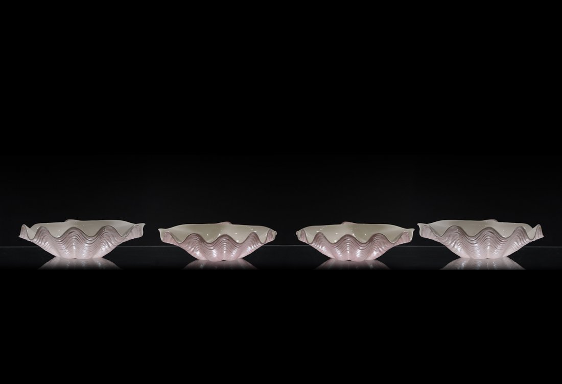 [4] Pink Ceramic SEA SHELL Shaped Serving Bowls (1 of 8)