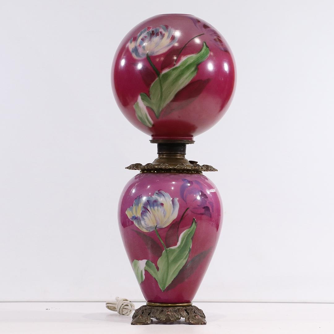 Miller Juno Lamp Large Gone With The Wind Lamp Flowers: Miller Juno Lamp Large Gone With The Wind Lamp Flowers. Victorian Old. size: 29h x 11w