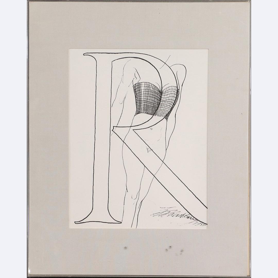 Man Ray 1937, Letter "R" Photograph Copy Framed: Man Ray 1937, Letter "R" Photograph Copy Framed, label on verso. size: 13.25x10.25 image, 20.25x16.25 outside frame