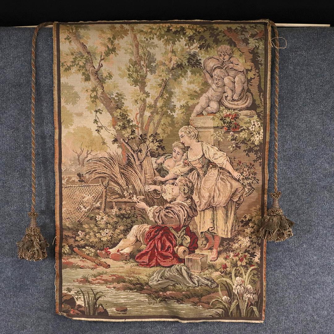 Vintage Belgium Hanging Tapestry Genre Garden Setting: Vintage Belgium Hanging Tapestry Genre Garden Setting. size: 39x27