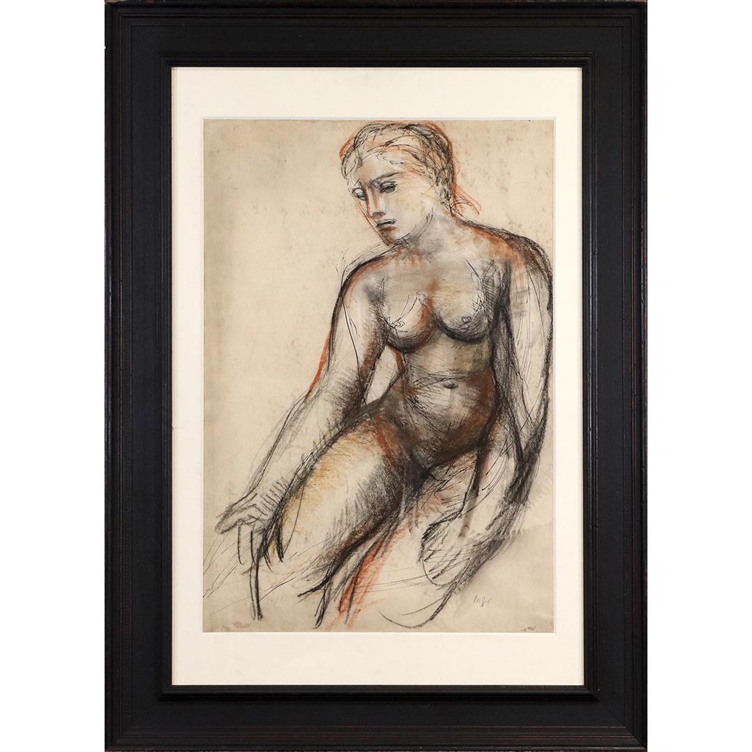 JOSEF PRESSER 1907-1967 Polish-American, Nude: JOSEF PRESSER 1907-1967 Polish-American, Nude. Original mixed media drawing, very good untouched condition. Matted and framed Signed lower right. Provenance: artist Estate, Woodstock, NY. size: 29.5x2