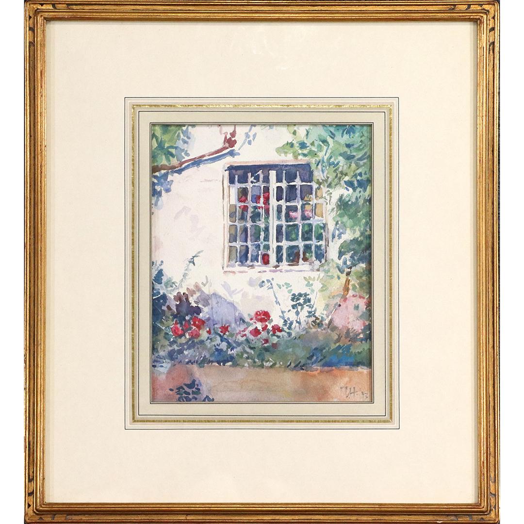 Childe Hassam(attributed to); American Watercolor Study: Childe Hassam(attributed to); American Watercolor Study Signed. Watercolor on paper.Garden Window. Attributed to Childe Hassam. Siged lower right with cojoined initials CH and dated '93. Well framed; 