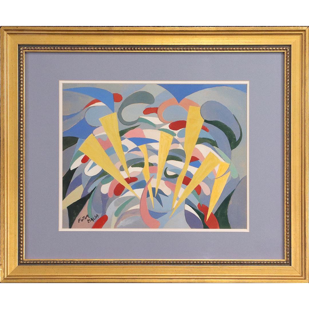 Giacomo Balla Futr Balla Watercolor Futuristic Abstract: Giacomo Balla "Futr Balla" Watercolor Futuristic Abstract. Signed, Framed, Watercolor painting. size: 10.75x13.75 image, 19x23 outside frame. Giacomo Balla (1871 - 1958)Giacomo Balla was active/lived