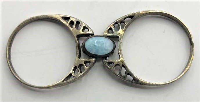 Unique Flip Over Sterling Ring Amber to Turquoise (1 of 9)