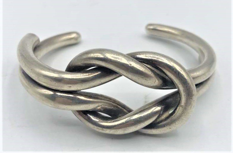.925 Sterling Silver "Square Knot" Cuff Bracelet (1 of 4)