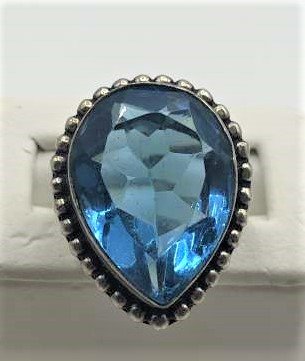 .925 Sterling Silver Blue Topaz Ring Faceted Pear Shape (1 of 6)